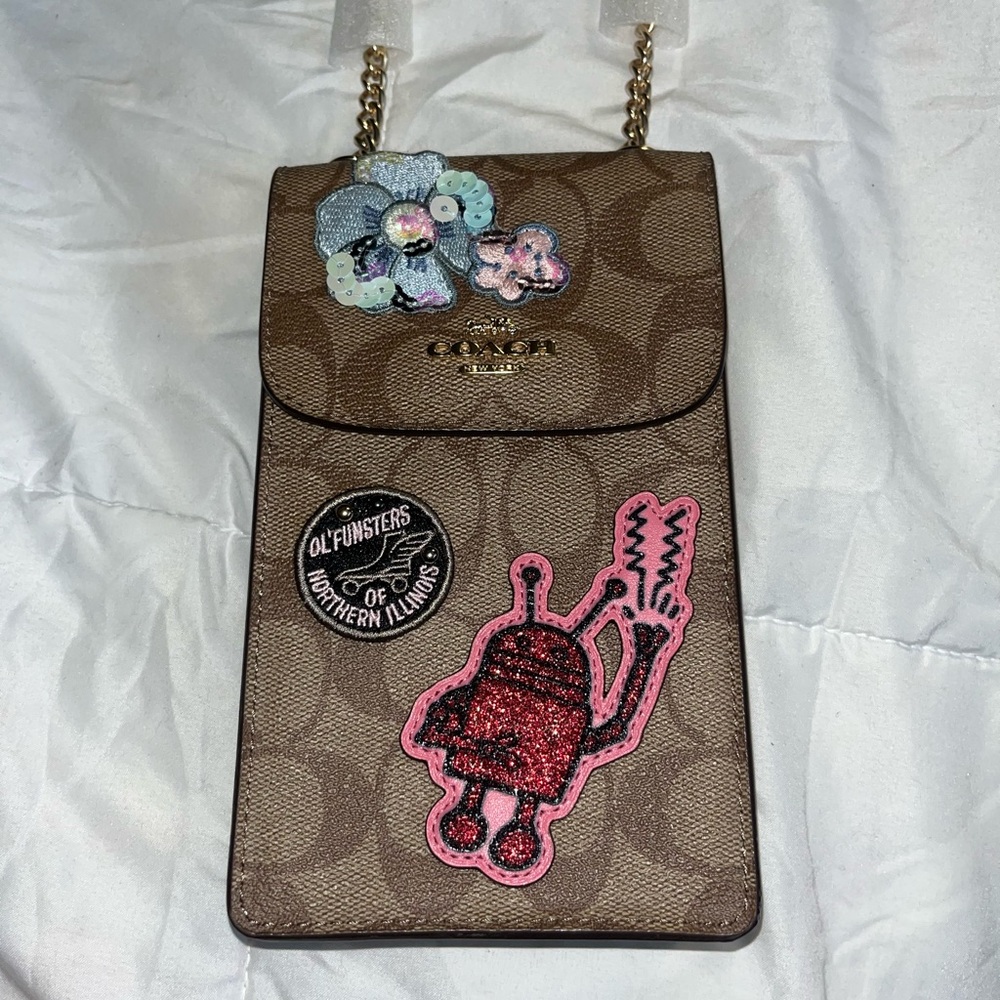 Coach Brown Crossbody Bag with Patches